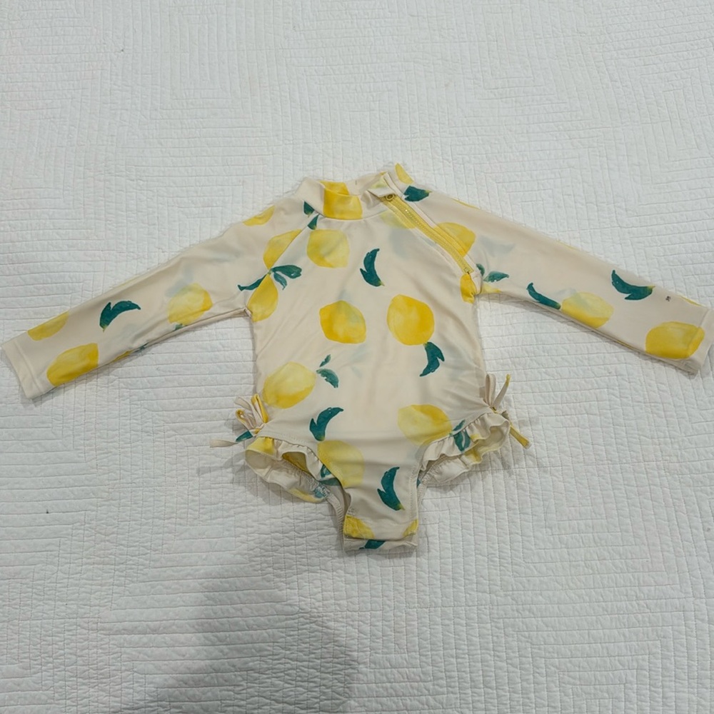 Lemon Print Rash guard bathing suit 9/12m